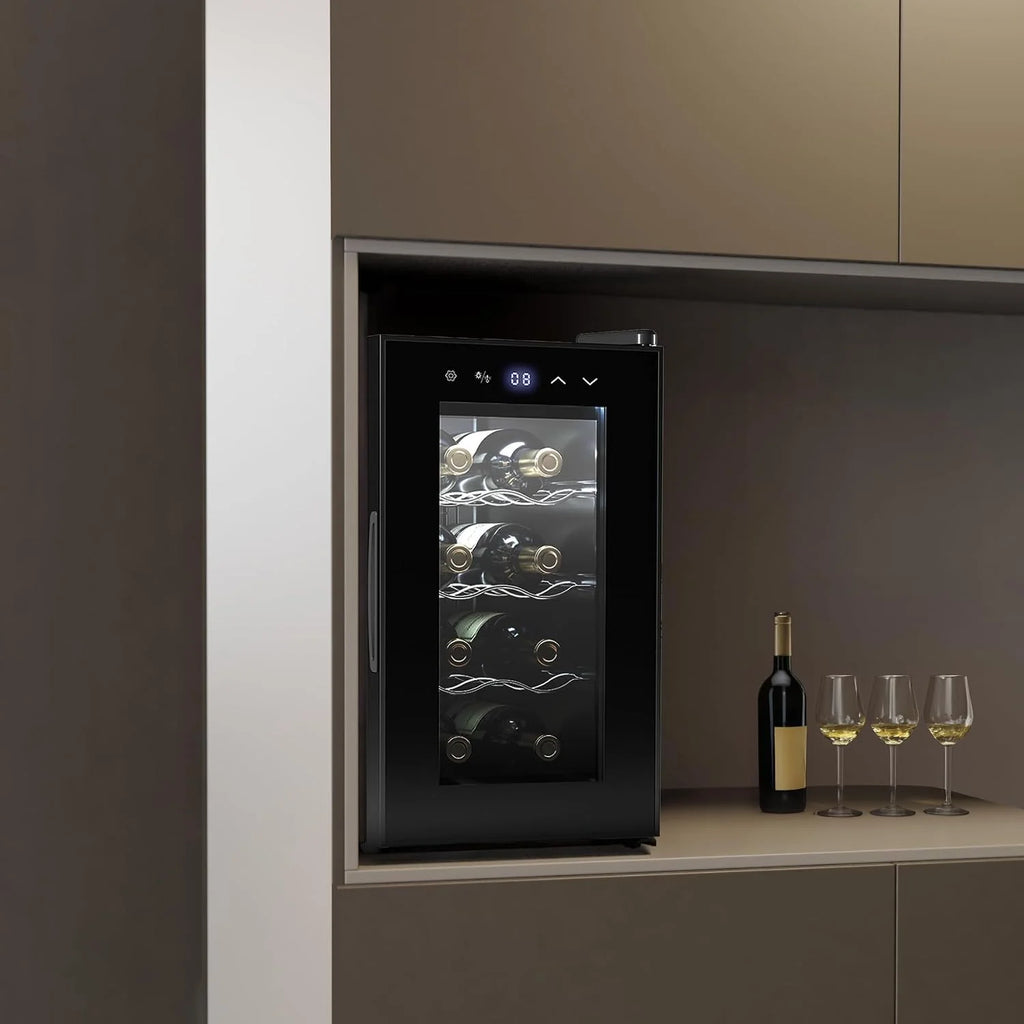 Cecotec Grandsommelier 8 butelek Bolero 830 coolcrystal, chłodzenie termoelektryczne, regulacja temperatury w zakresie 8-18°C, sterowanie dotykowe i wyświetlacz, wewnętrzna dioda LED, nieszkodliwy gaz