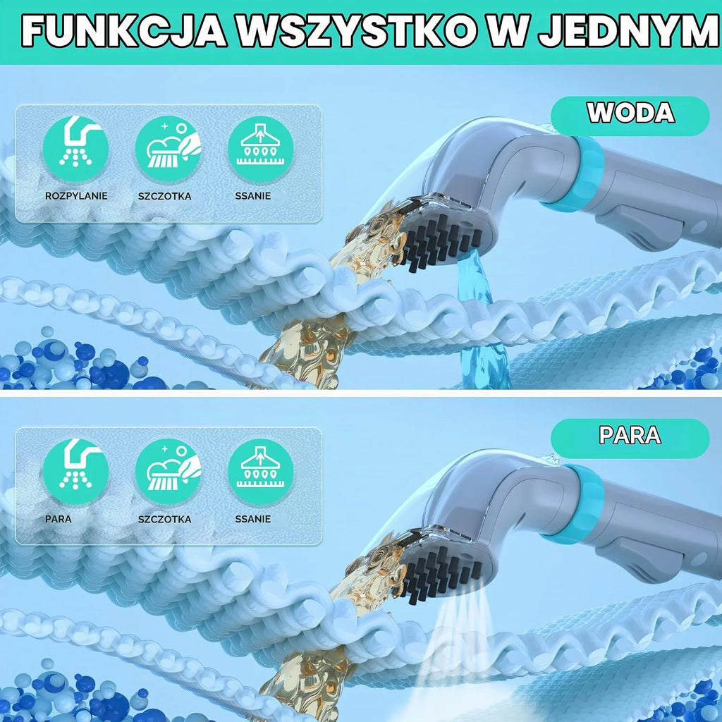 HAUSHOF StainZapper Vapo przenośna myjka parowa 1200 W, podkładka lawowa 1,8 l z ogrzewaniem do siedzeń samochodowych, dywanów i dywanów, myjka parowa do kuchni i łazienek z 750 ml środkiem