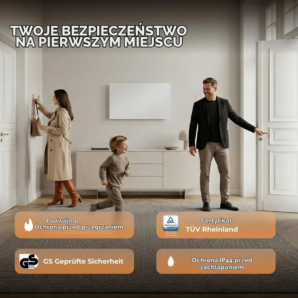 BRINGER Ogrzewanie na podczerwień - ogrzewanie elektryczne na podczerwień z ochroną przed przegrzaniem - element grzewczy CarbonCrystal - najnowsza technologia - termostat, WLAN, Smart Home