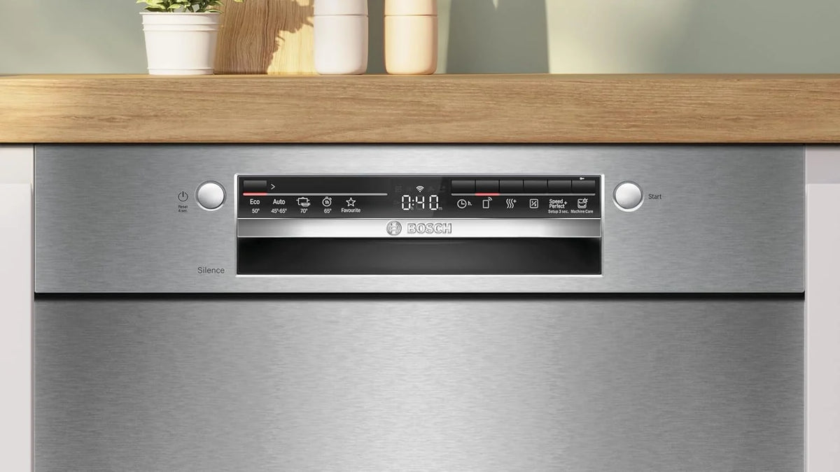 Bosch SMU2HTS08E seria 2, zmywarka do zabudowy, 60 cm, Smart Start, poziom higieny dla Eco 50°C i intensywny 70°C, AquaStop, program do pobrania, Silence on żądanie, Home Connect, stal szczotkowana