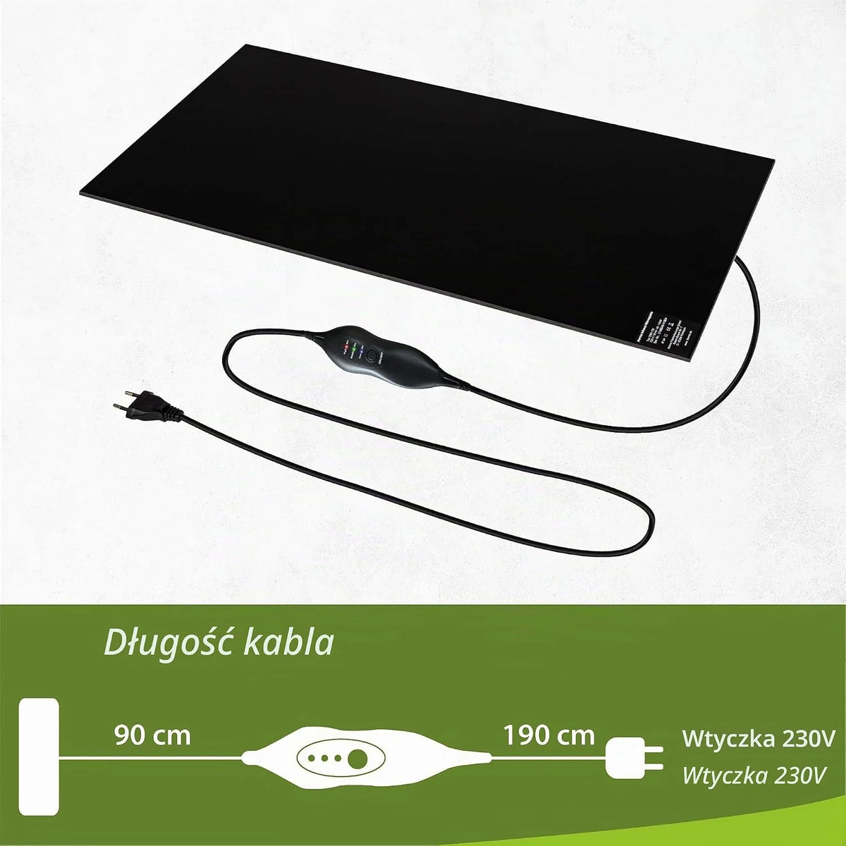 Płyta grzewcza na podczerwień, ogrzewanie biurkowe, 30 x 60 cm, 150 W, ze ściemniaczem do bezstopniowej regulacji, ogrzewanie na podczerwień dla ciepłych nóg, samoprzylepna na biurko / stół roboczy