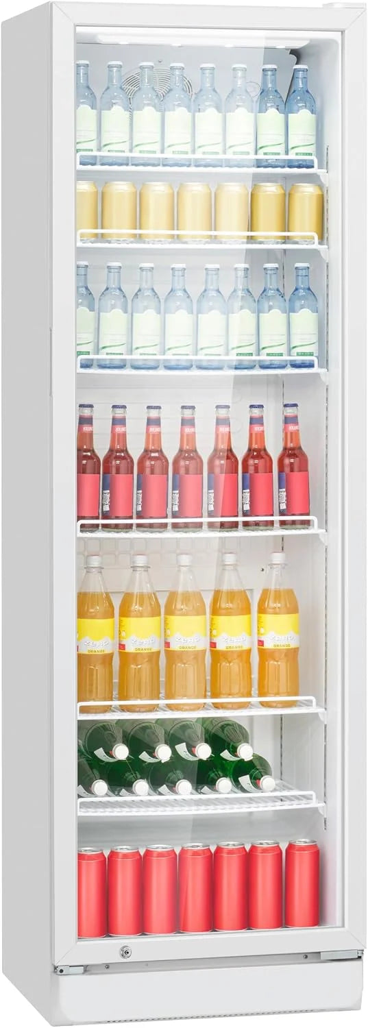 Bomann® Lodówka ze szklanymi drzwiczkami | lodówka na napoje zamykana | 6 półek z regulacją wysokości | 30 kg na półkę | 347 litrów | duża lodówka na butelki z oświetleniem LED | KSG 7351 biała