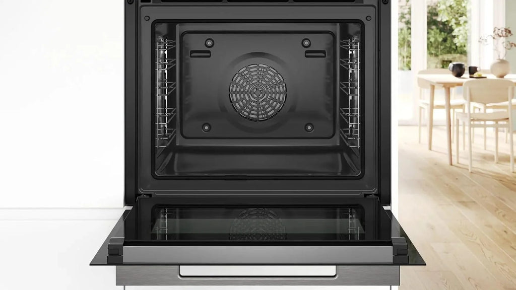Bosch Hausgeräte HRG7764B1 seria 8 inteligentny piekarnik do zabudowy z funkcją wspomagania pary, 60 x 60 cm, zbiornik na wodę 1 l, wyświetlacz dotykowy TFT Plus; Air Fry; ręczne uderzenie pary;