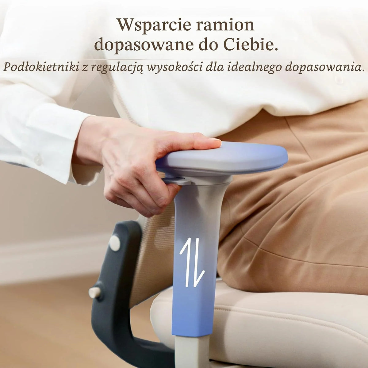 FLEXISPOT Foldex Ergonomiczne Krzesło Biurowe, Składane Krzesło Biurowe do Małych Pomieszczeń z Wsparciem Lędźwiowym, Regulowanymi Podłokietnikami (Biały)