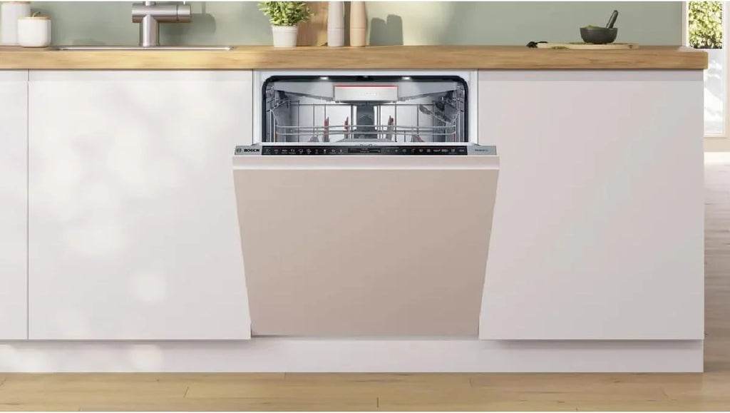 Bosch SMD8TCX04E, seria 8, inteligentna zmywarka, w pełni zintegrowana, 60 cm, szuflada na sztućce, zmywarka, wyprodukowano w Niemczech, suszenie zeolitu, silne czyszczenie, bardzo cicha, Rackmatic
