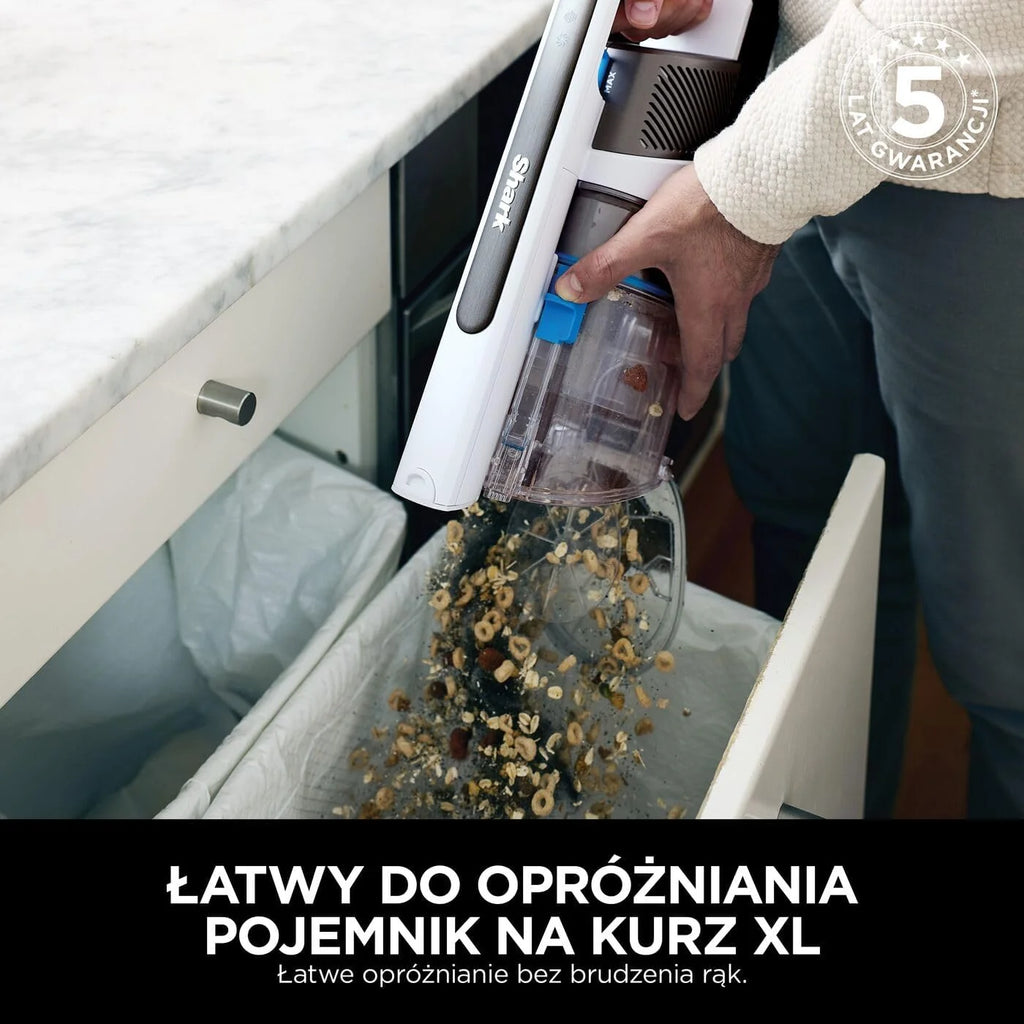 Shark PowerPro Odkurzacz bezprzewodowy, FloorDetect, Anti-Hair Wrap, Anti-Allergen Complete Seal, lekki, elastyczny, tryb ręczny, czas pracy 50 min, pojemnik na kurz XL, metaliczny (java), IZ380EUT