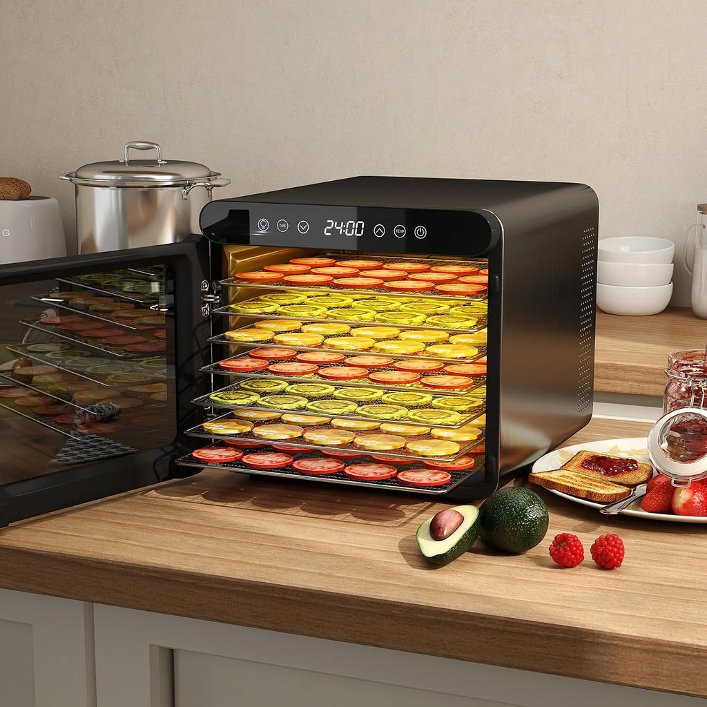 COSTWAY Suszarka do żywności 600W z 7 tacami ze stali nierdzewnej, z timerem 24h i temperaturą 30-75℃, suszarka do mięsa, warzyw i owoców, 34 x 40,5 x 32cm
