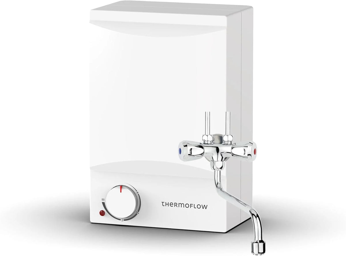 Thermoflow OT 5 Combi zbiornik na stół górny z armaturą niskociśnieniową | bojler ciepłej wody 5 l | elektryczny bojler ciepłej wody G 1/2" przyłącze | 35-75 °C | 65 °C w 10 min.