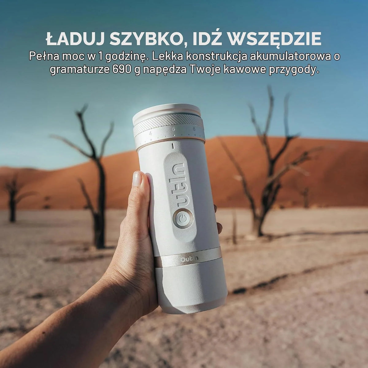 OutIn Fino Elektryczny młynek żarnowy do kawy, Sandstone White