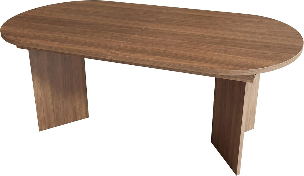 Okrągły stół do jadalni wysuwany 160/200 x 90 x 75 cm, wysuwany stół do jadalni, stół kuchenny, dla 6-8 osób, do kuchni, salonu (kolor drewna orzecha włoskiego, 160/200 x 90 x 75 cm)