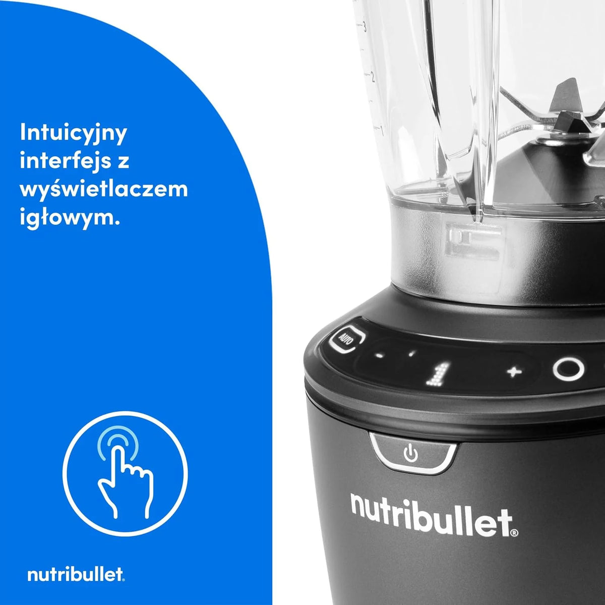Nutribullet SmartSense Blender Combo NBF550DG z 5 zmiennymi prędkościami, funkcją pulsu, kubek 946 ml i 710 ml z uchwytem, inteligentny cykl automatyczny, pokrywa To-Go, 1500 W, czarny