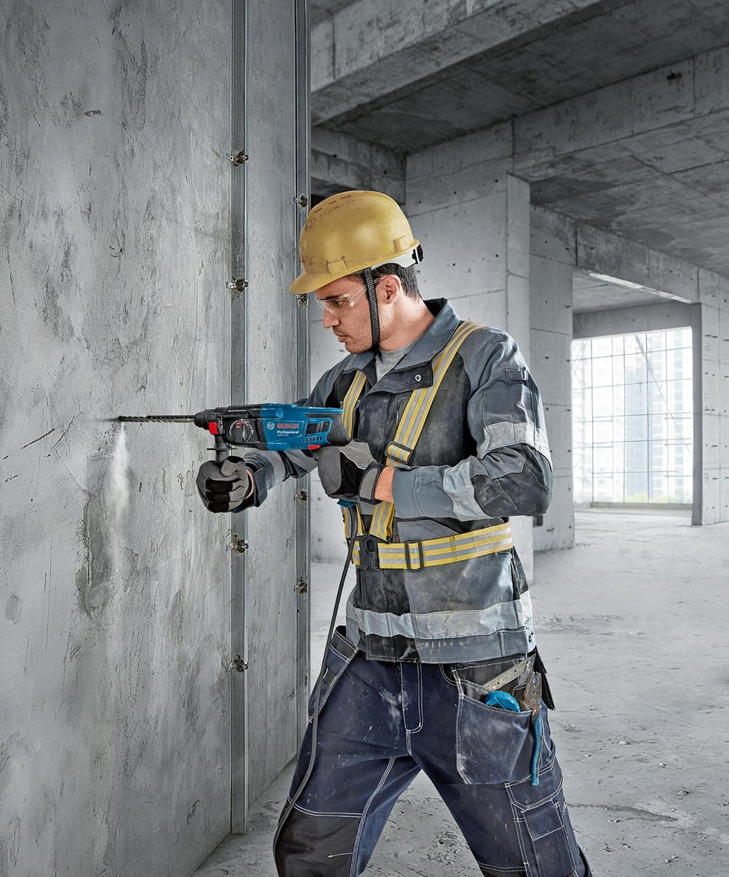 Bosch Professional Młot udarowo-obrotowy GBH 2-21 Professional (uchwyt SDS plus, 3 wiertła SDS plus, (6/8/10 mm), rękojeść dodatkowa, sukno maszynowe, ogranicznik głębokości, walizka)