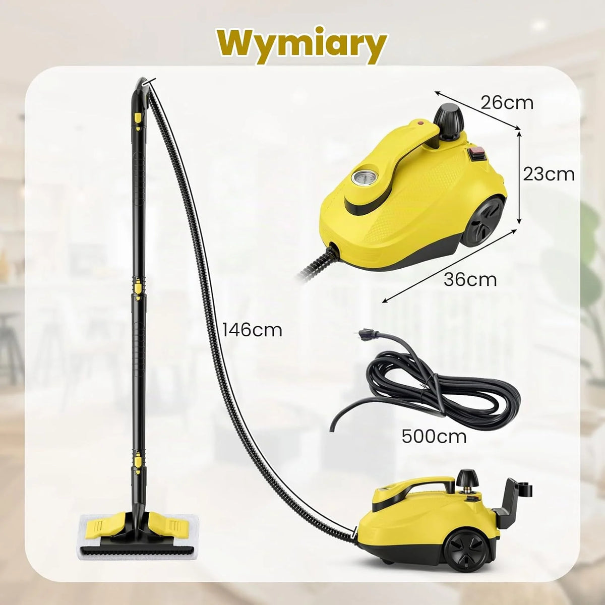 COSTWAY Myjka parowa 2000W, Para pod ciśnieniem: 5 bar, Zbiornik: 1,8L, Temperatura: do 160℃, Odkurzacz do podłóg z 29 akcesoriami i wałkami, Urządzenia parowe w zestawie z 5m kablem zasilającym