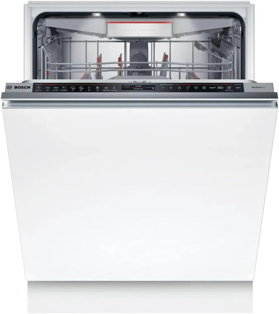 Bosch SMD8TCX04E, seria 8, inteligentna zmywarka, w pełni zintegrowana, 60 cm, szuflada na sztućce, zmywarka, wyprodukowano w Niemczech, suszenie zeolitu, silne czyszczenie, bardzo cicha, Rackmatic