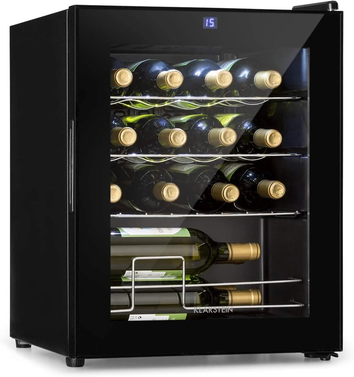 Klarstein Shiraz Slim lodówka na wino, klasa efektywności energetycznej A, 5-8°C, 42 dB, panel sterowania Soft-Touch, oświetlenie LED, wolnostojąca