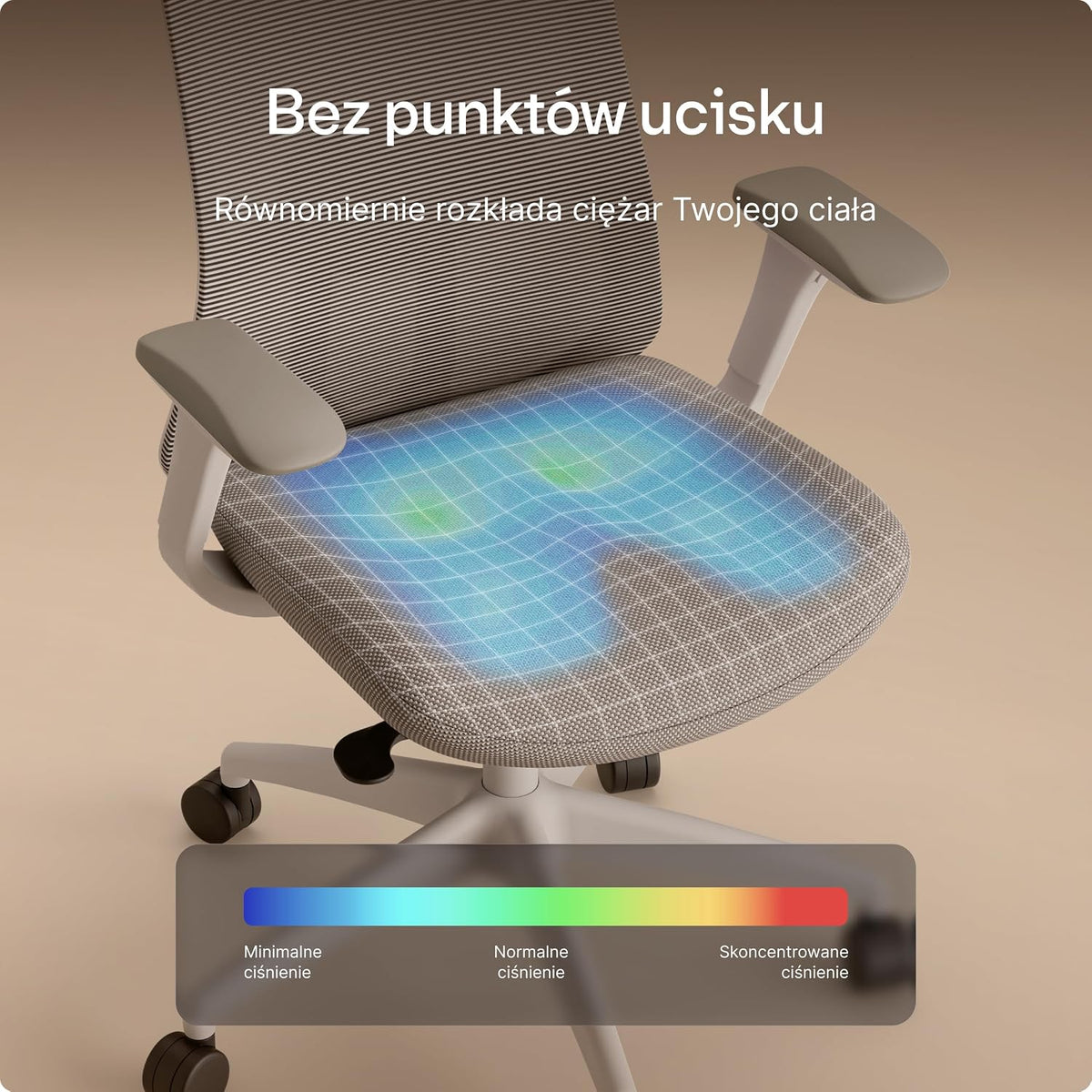 Desktronic Regulowane, ergonomiczne krzesło biurowe | krzesło do biurka z podparciem okolic lędźwiowych, regulacja wysokości – zaprojektowane z myślą o europejskim ciele – oddychająca tkanina