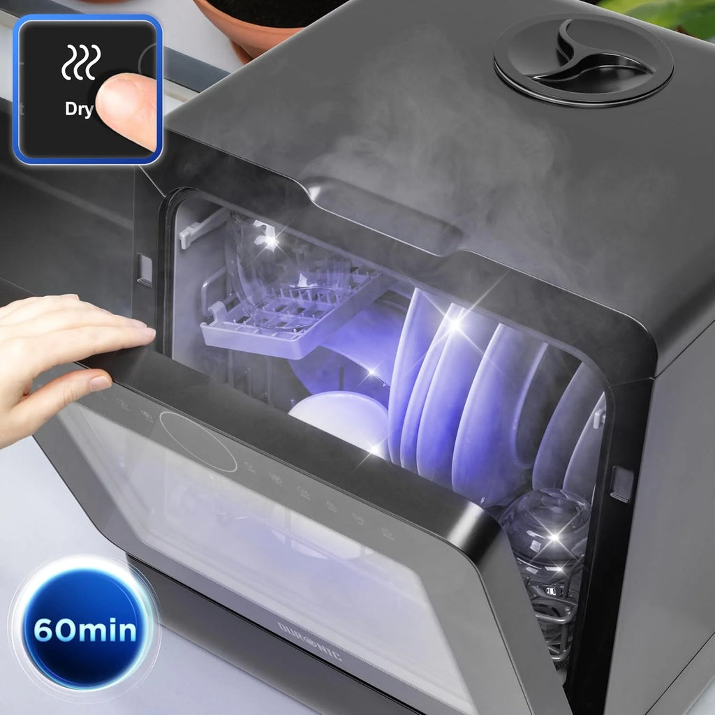 Duronic DW5 BK Zmywarka nablatowa z lub bez przyłącza wody 950W przenośna kompaktowa 5l /cykl do naczyń szkła owoców mała zmywarka stołowa czarna