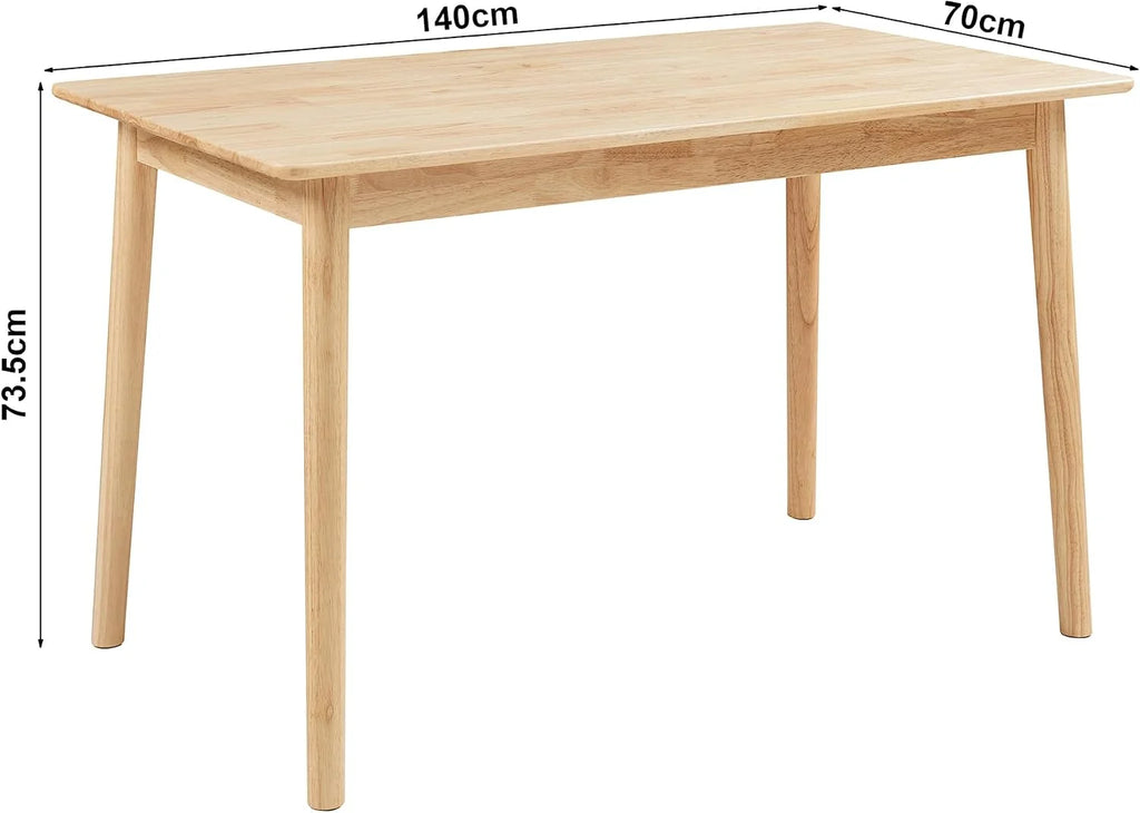 [en.casa] Stół do jadalni Klijori stół kuchenny dla 6 osób, 140 x 70 x 74 cm, stół do jadalni, kuchni, salonu, prostokątny, drewno, naturalne