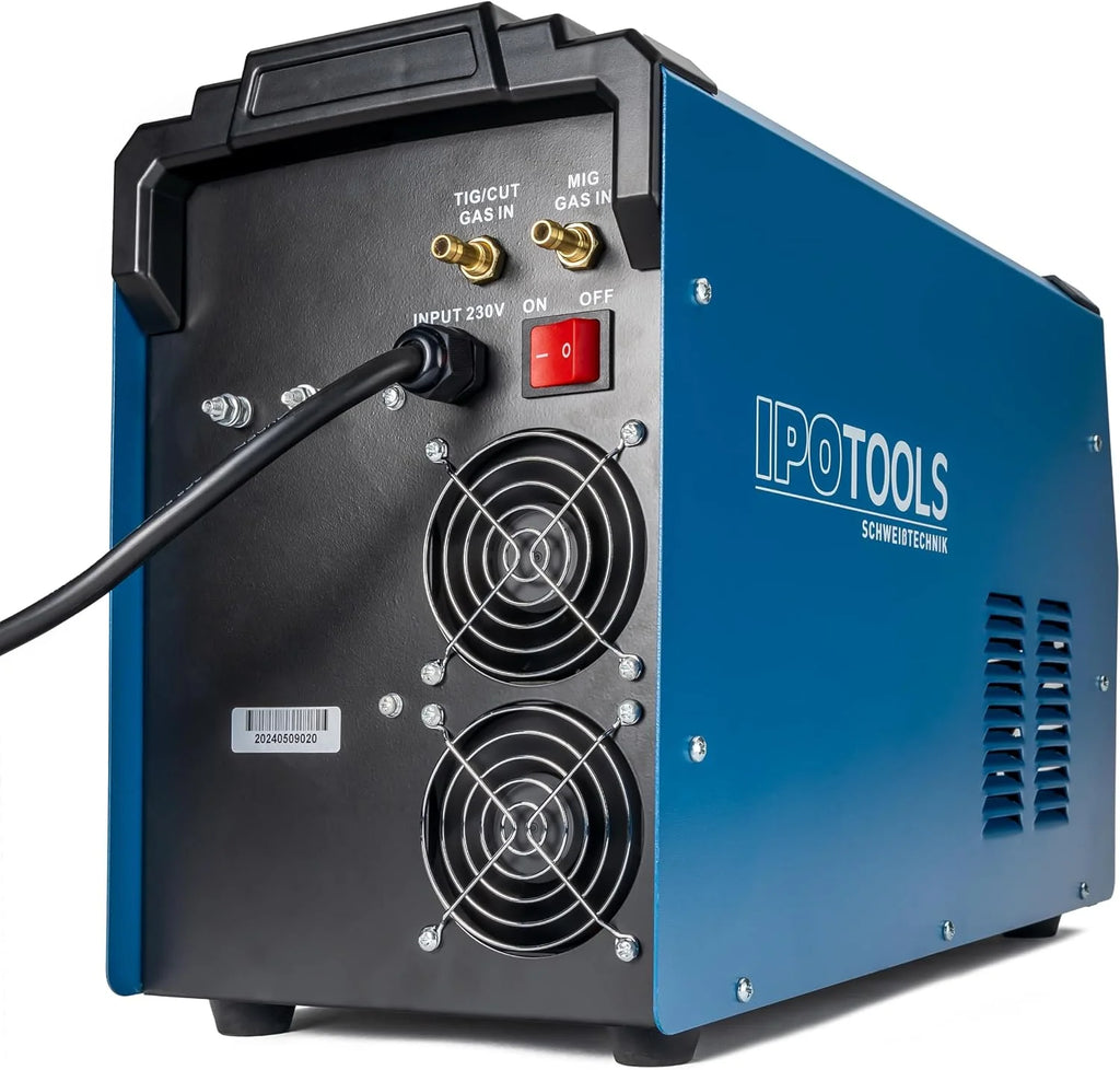 IPOTOOLS Spawarka kombinowana MIG-185CMT 7 w 1 WIG MIG MAG spawarka z przecinarką plazmową 45 A Synergic Inverter spawarka z 185 A z Flux, MMA | 230 V | 7 lat